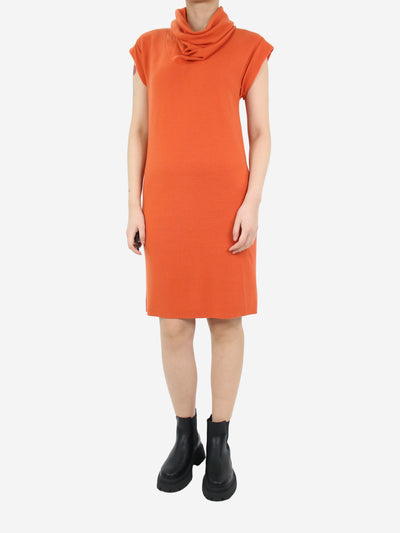 Orange roll-neck short-sleeved knit dress - size UK 10 Dresses Akris 