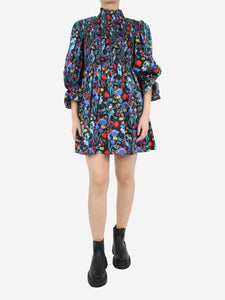 Borgo De Nor Multicoloured floral shirred high-neck dress - size UK 8