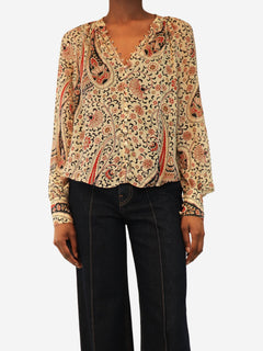 Cream silk chiffon paisley printed blouse - size UK 8 Tops Veronica Beard 