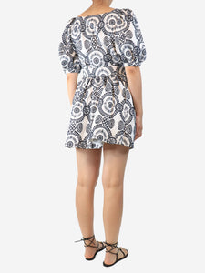 Borgo De Nor White and navy broderie anglaise mini dress - UK 12
