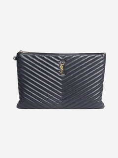Dark blue Cassandre Matelasse tablet pouch Clutch bags Saint Laurent 