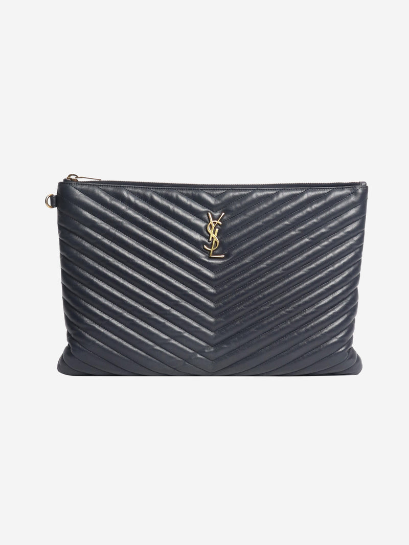 Dark blue Cassandre Matelasse tablet pouch Clutch bags Saint Laurent 