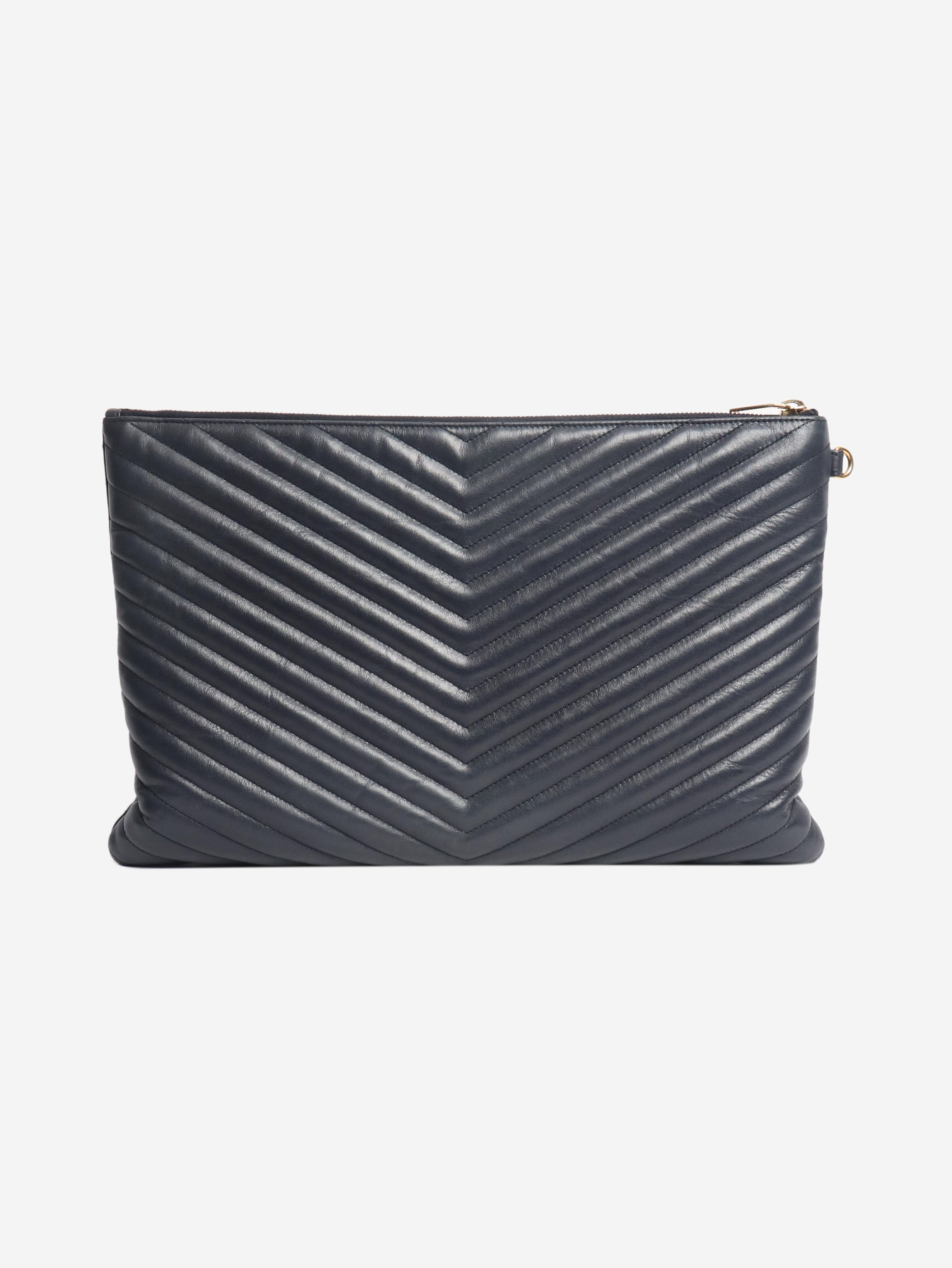 Dark blue Cassandre Matelasse tablet pouch Clutch bags Saint Laurent 