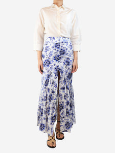 Alexandra Miro Blue and white Delilah midi skirt - size S