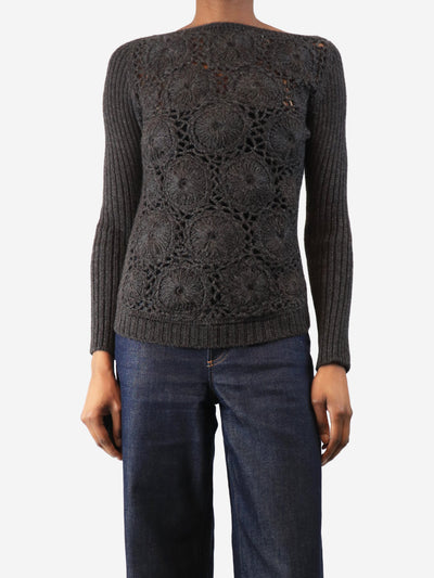Charcoal crochet knit sweater - size UK 8 Knitwear Prada 