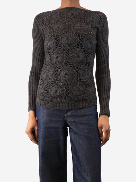 Charcoal crochet knit sweater - size UK 8 product image