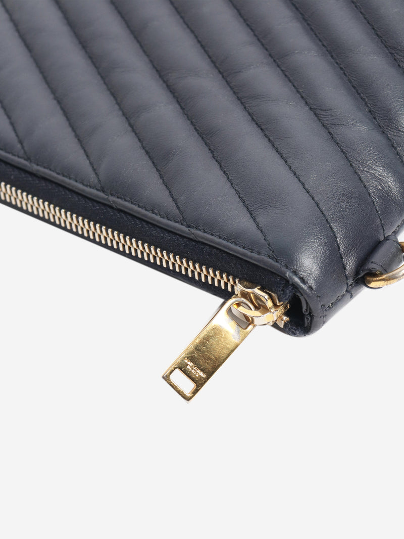 Dark blue Cassandre Matelasse tablet pouch Clutch bags Saint Laurent 