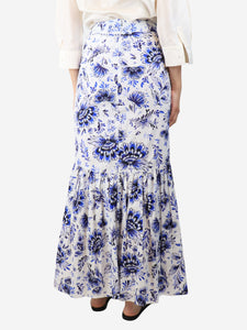 Alexandra Miro Blue and white Delilah midi skirt - size S