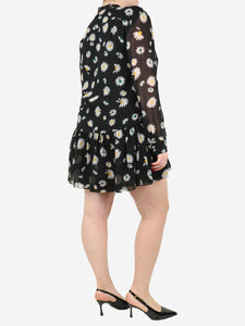 Saint Laurent Black floral mini dress - size UK 14