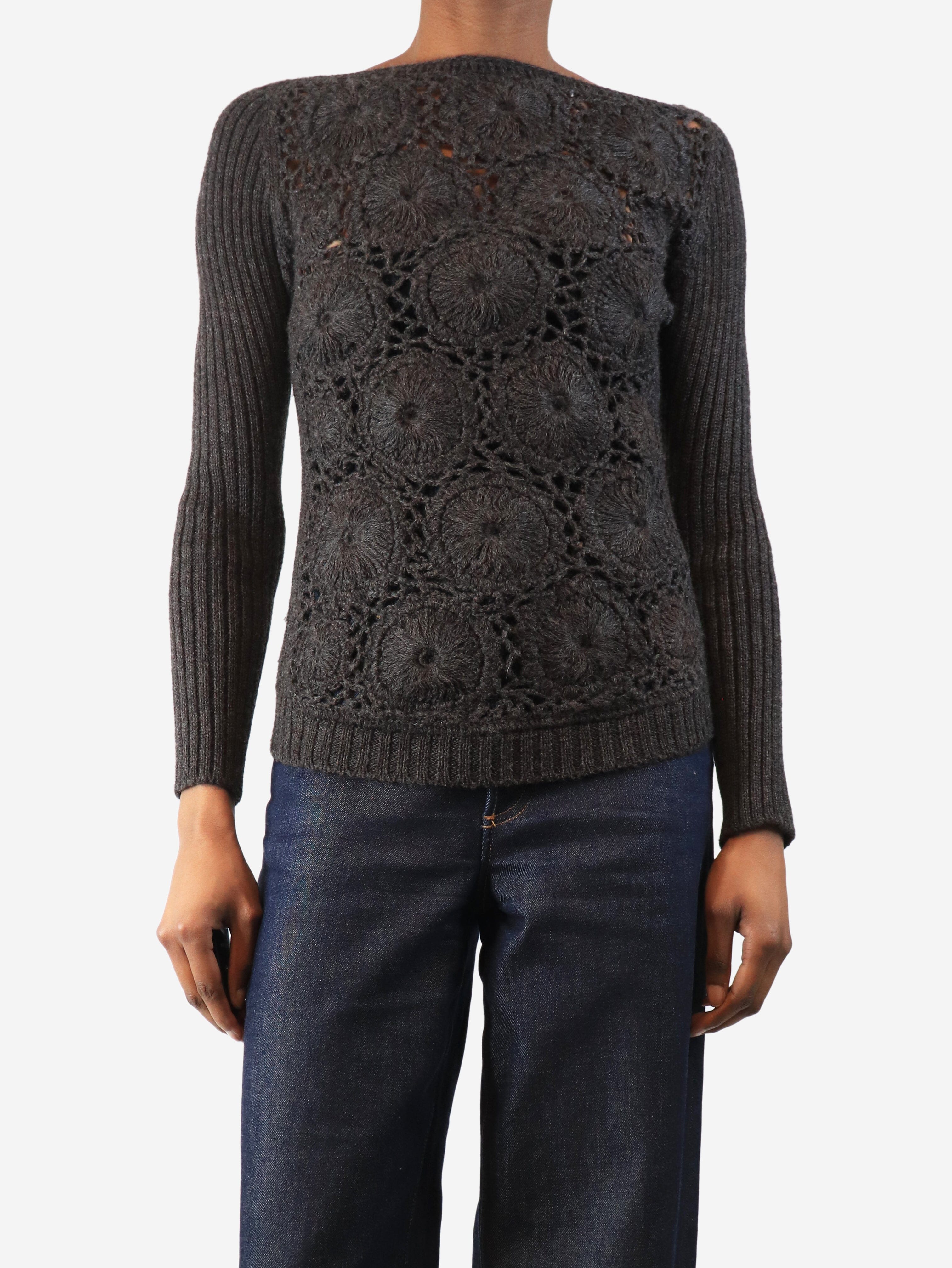 Charcoal crochet knit sweater - size UK 8 Knitwear Prada 