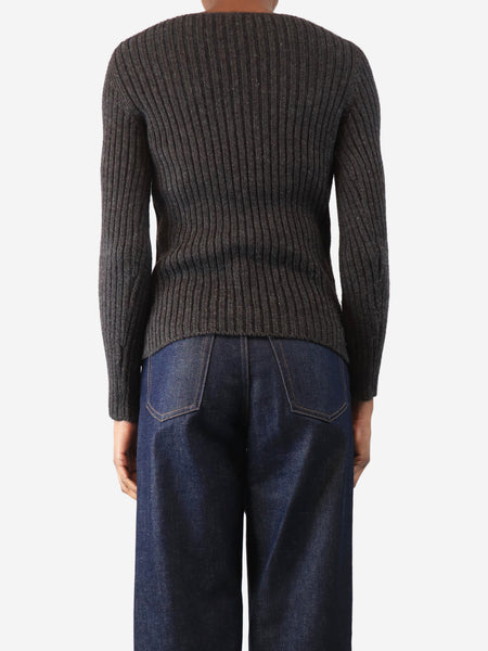 Charcoal crochet knit sweater - size UK 8 alternate image
