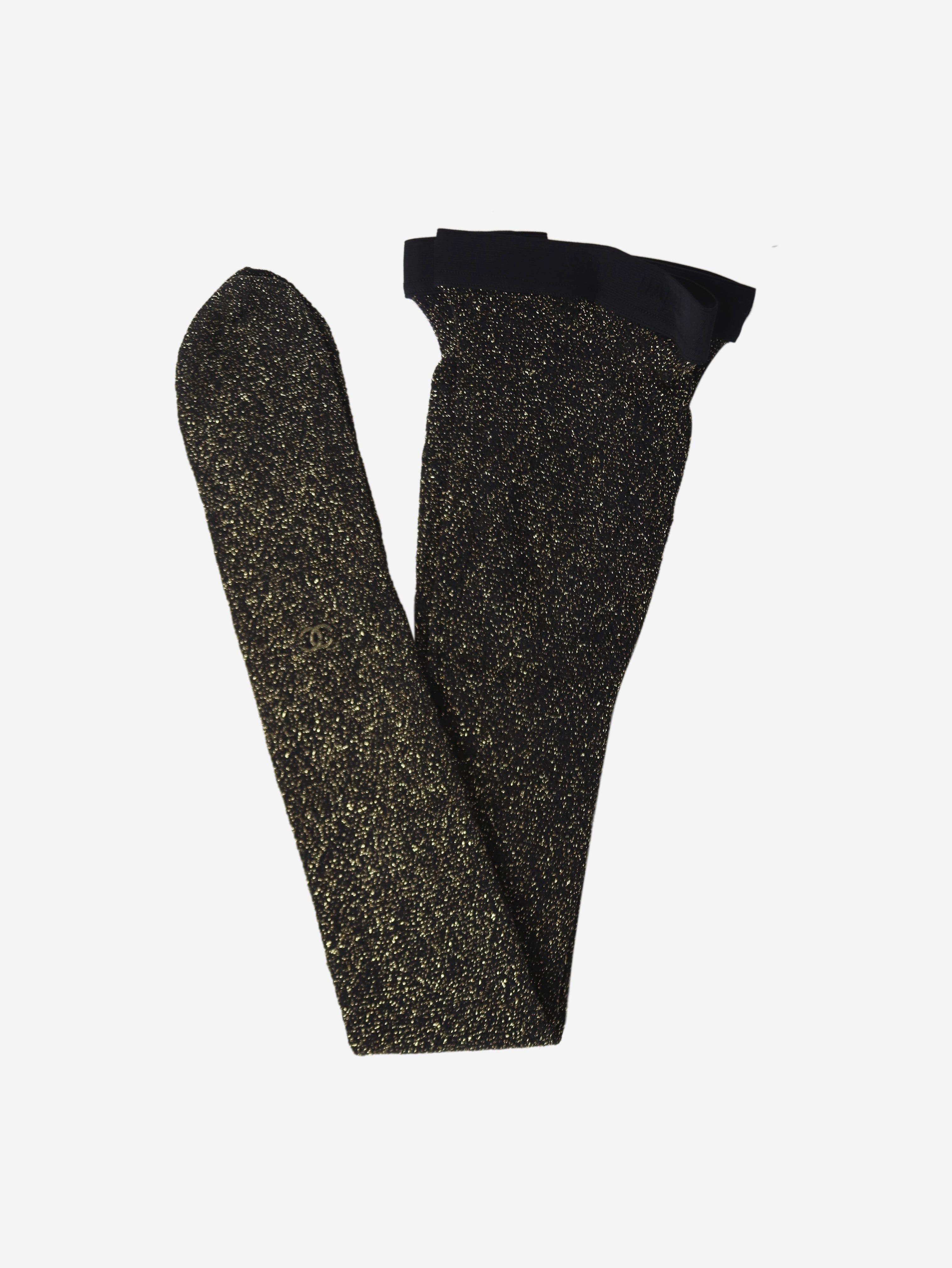 Chanel pre-owned black glittery tights