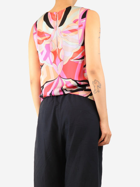 Purple silk sleeveless printed top - size UK 10 alternate image