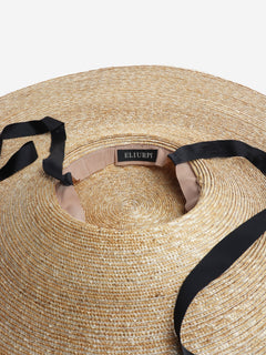 Neutral oversized raffia hat