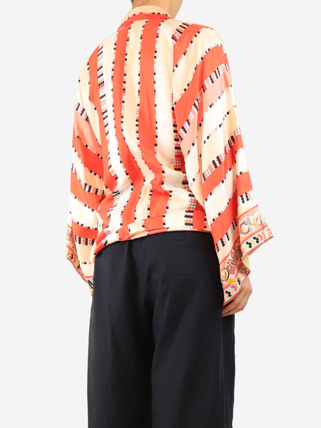 Pink silk printed blouse - size UK 8 alternate image