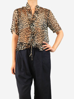 Brown sheer leopard print blouse - size UK 10 Tops Ganni 