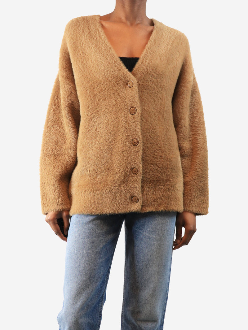 Camel brushed cardigan - size UK 6 Knitwear Forte Forte 