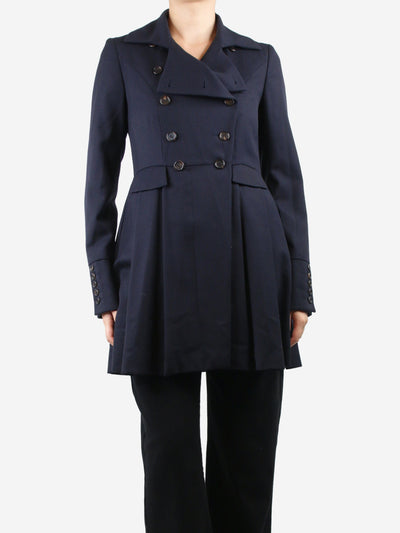 Blue double-breasted wool pleated jacket - size UK 8 Coats & Jackets Moloh 