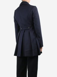 Moloh Blue double-breasted wool pleated jacket - size UK 8