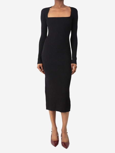 Black rib-knit midi dress - size S product image