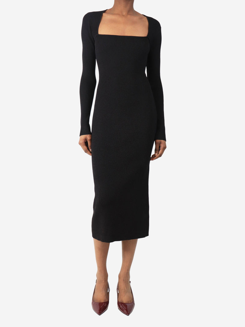 Black rib-knit midi dress - size S Dresses Ganni 