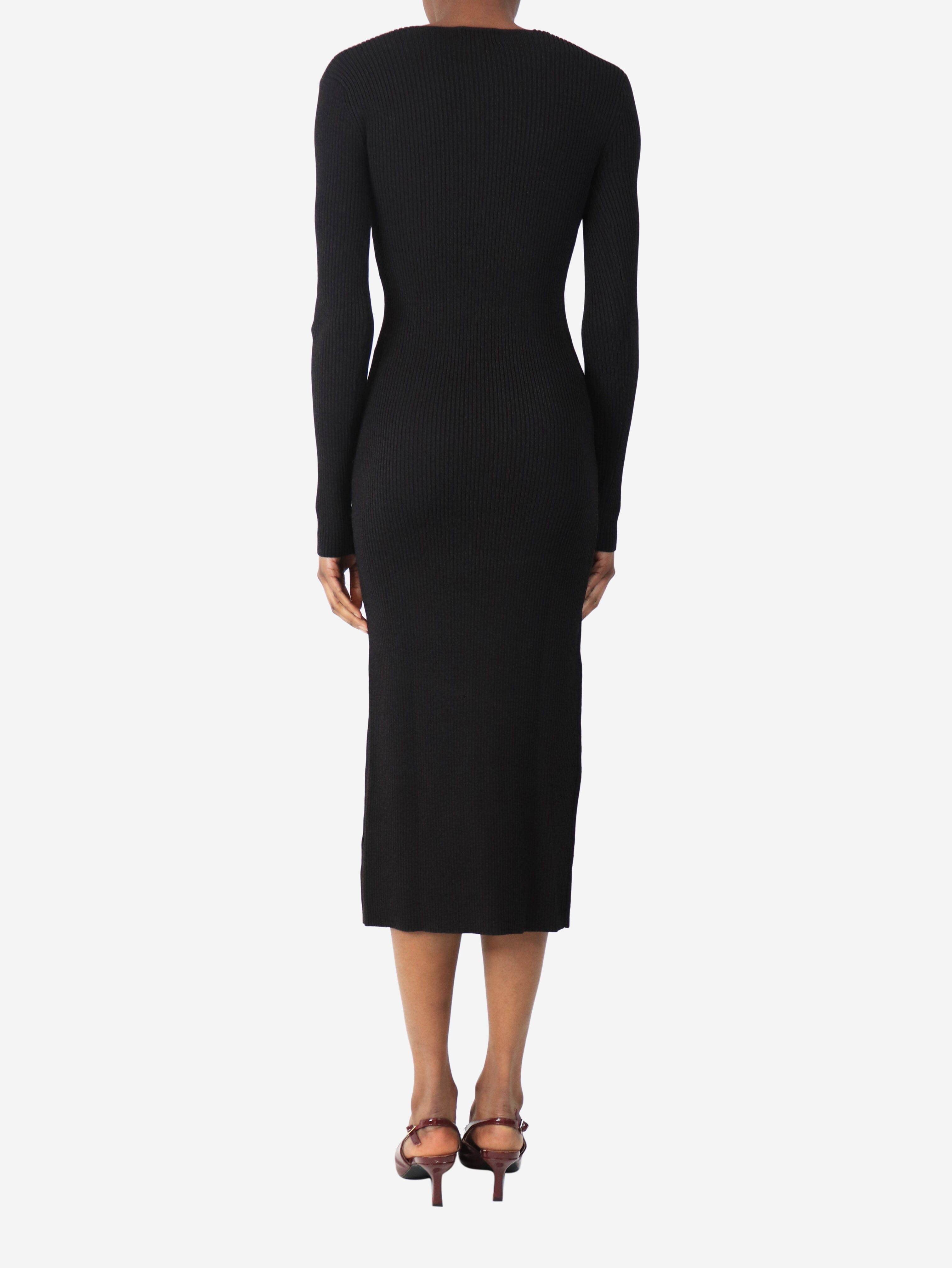 Black rib-knit midi dress - size S Dresses Ganni 