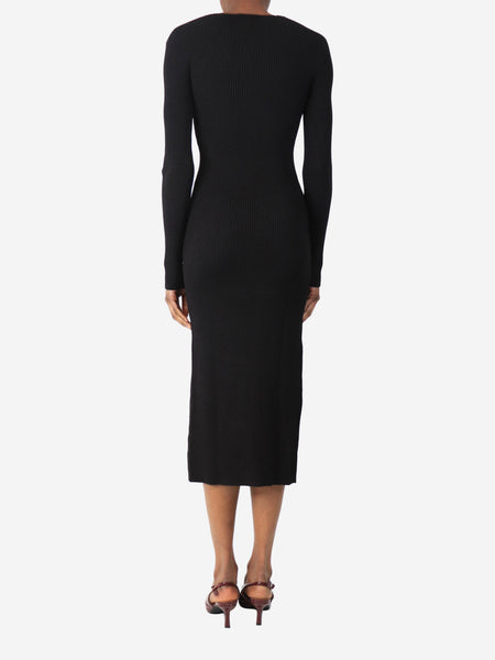 Black rib-knit midi dress - size S alternate image