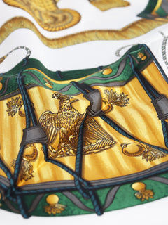 Green and white Carré 90 Les Tambours scarf Scarves Hermes 
