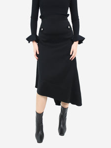 Ellery Black asymmetric midi skirt - size UK 8