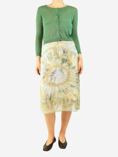 Green and blue silk tie-dye printed midi skirt - size UK 10 Skirts Celine 