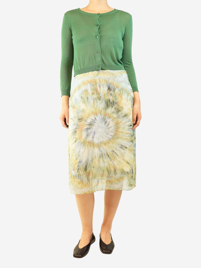Green and blue silk tie-dye printed midi skirt - size UK 10 Skirts Celine 