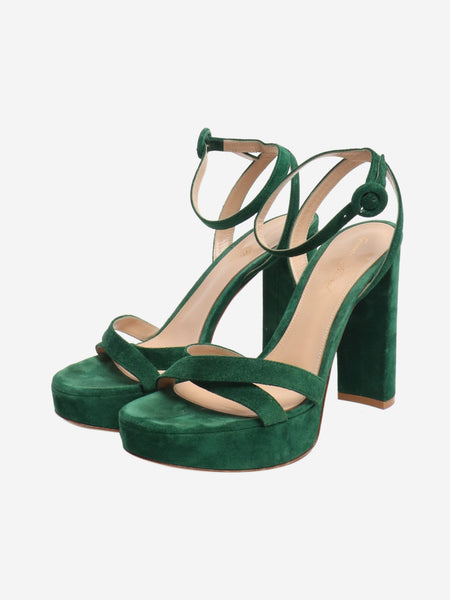Green suede platform sandals - size EU 38.5 alternate image