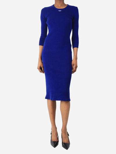 Royal blue rib-knit midi dress - size UK 8 Dresses Prada 