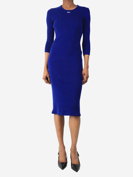 Royal blue rib-knit midi dress - size UK 8 product image
