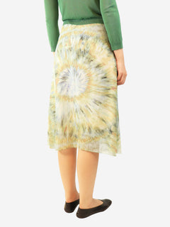 Green and blue silk tie-dye printed midi skirt - size UK 10 Skirts Celine 