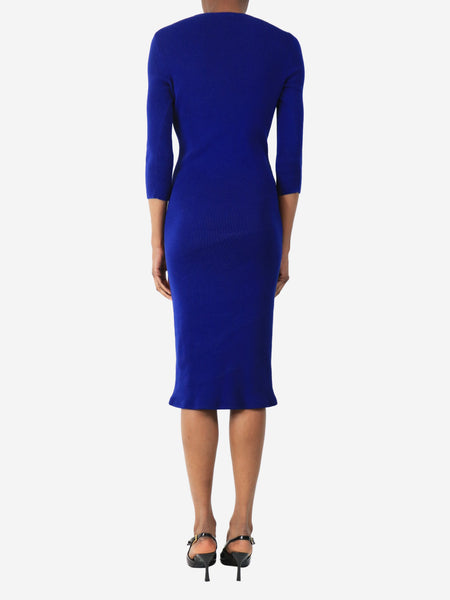 Royal blue rib-knit midi dress - size UK 8 alternate image