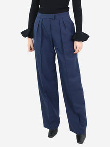 Aya Muse Blue wool-blend straight-leg tailored trousers - size M