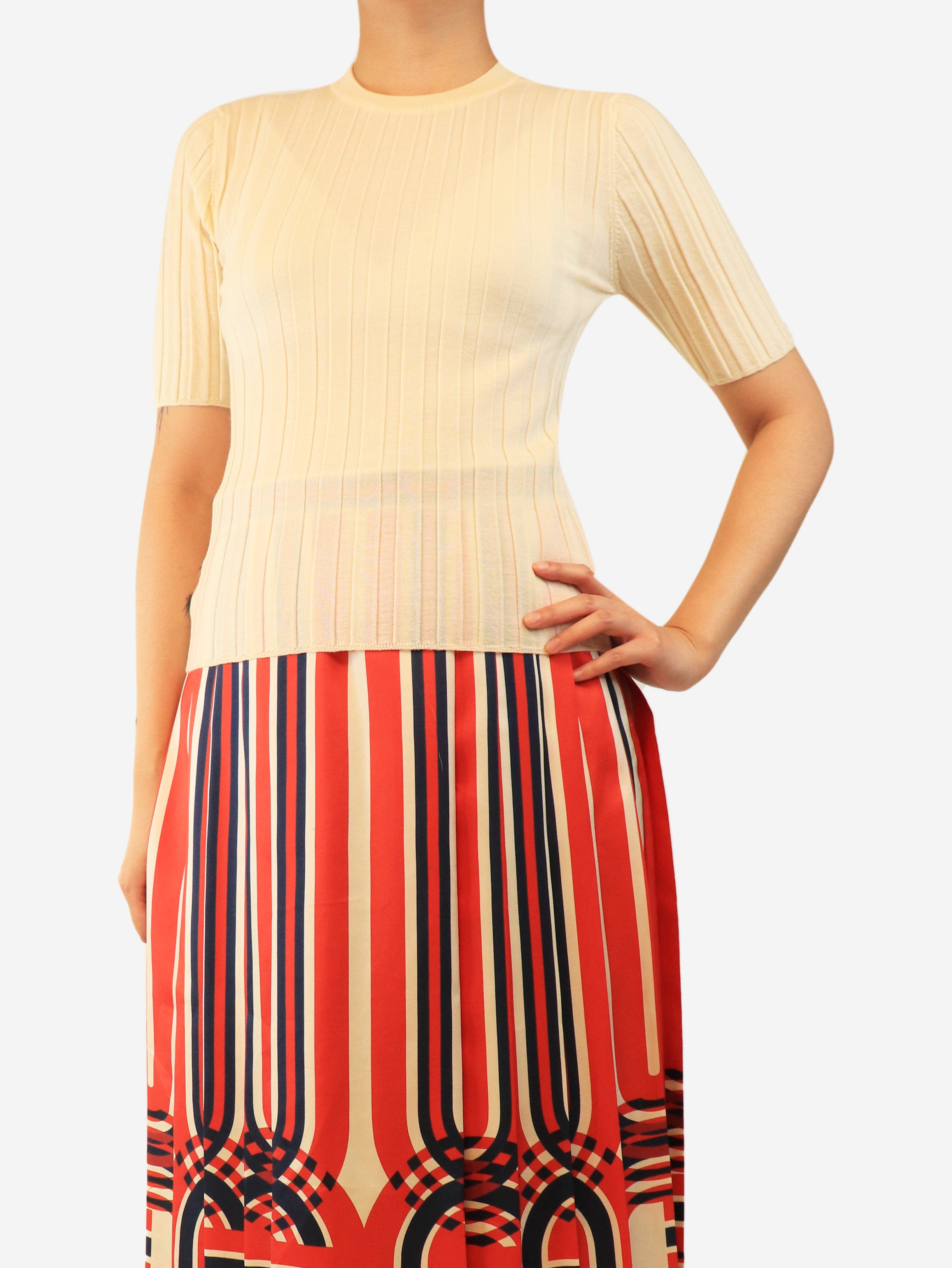 Butter yellow ribbed wool knit top - size L Tops & Daughter 