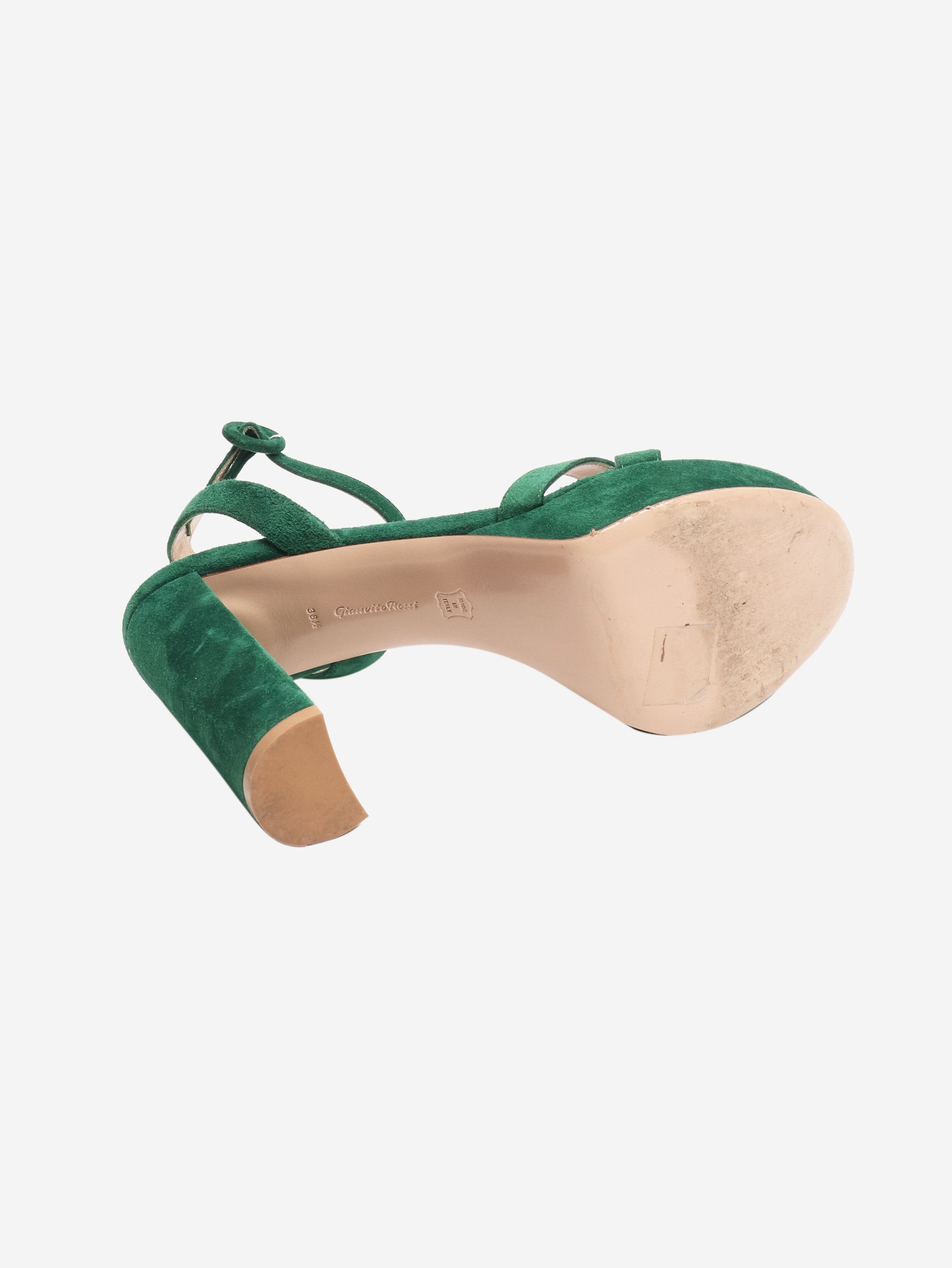 Green suede platform sandals - size EU 38.5 Heels Gianvito Rossi 