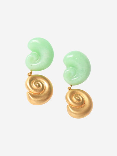 Gold nautilus double-drop earrings Earrings Leigh Miller 