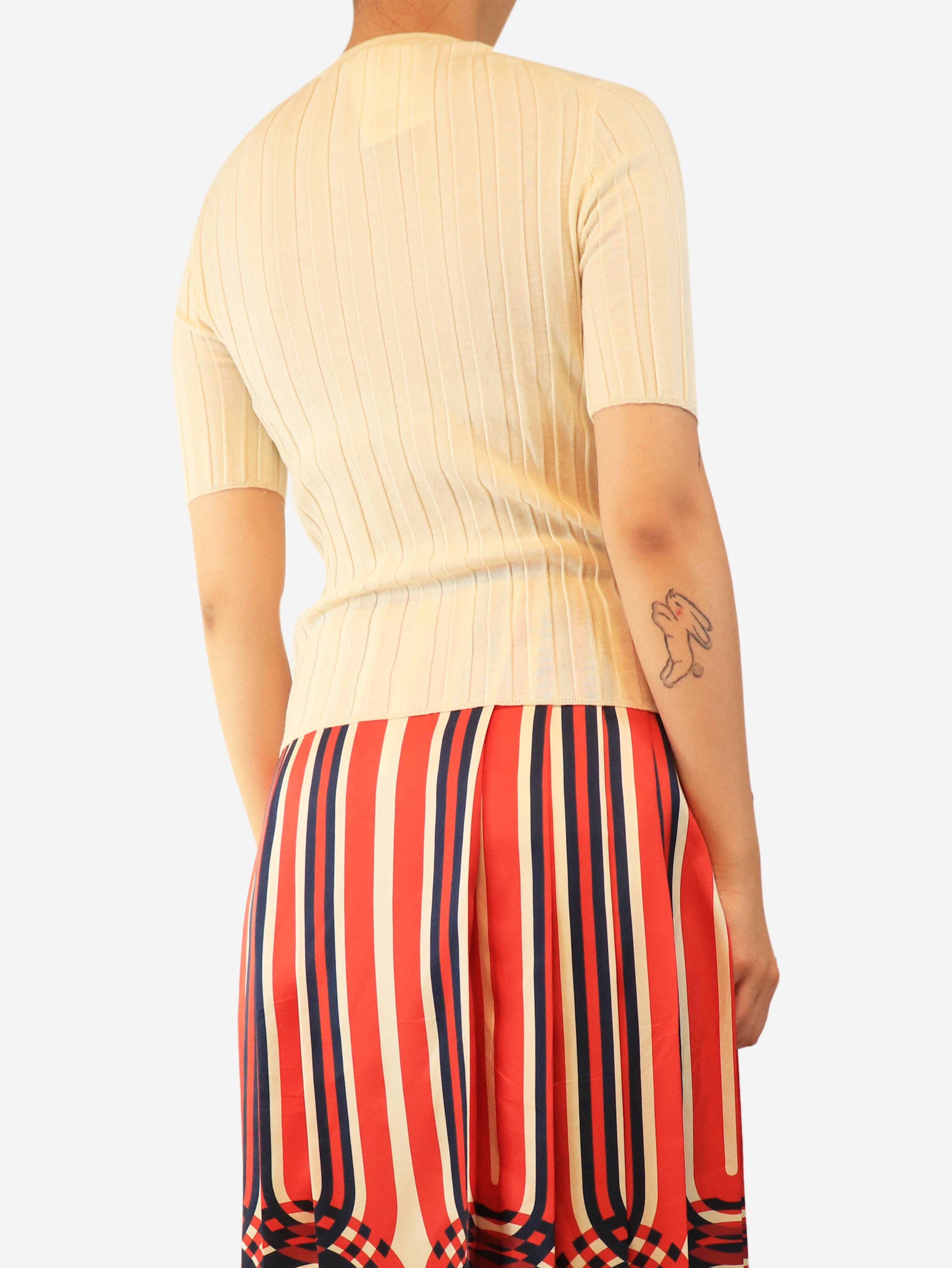 Butter yellow ribbed wool knit top - size L Tops & Daughter 