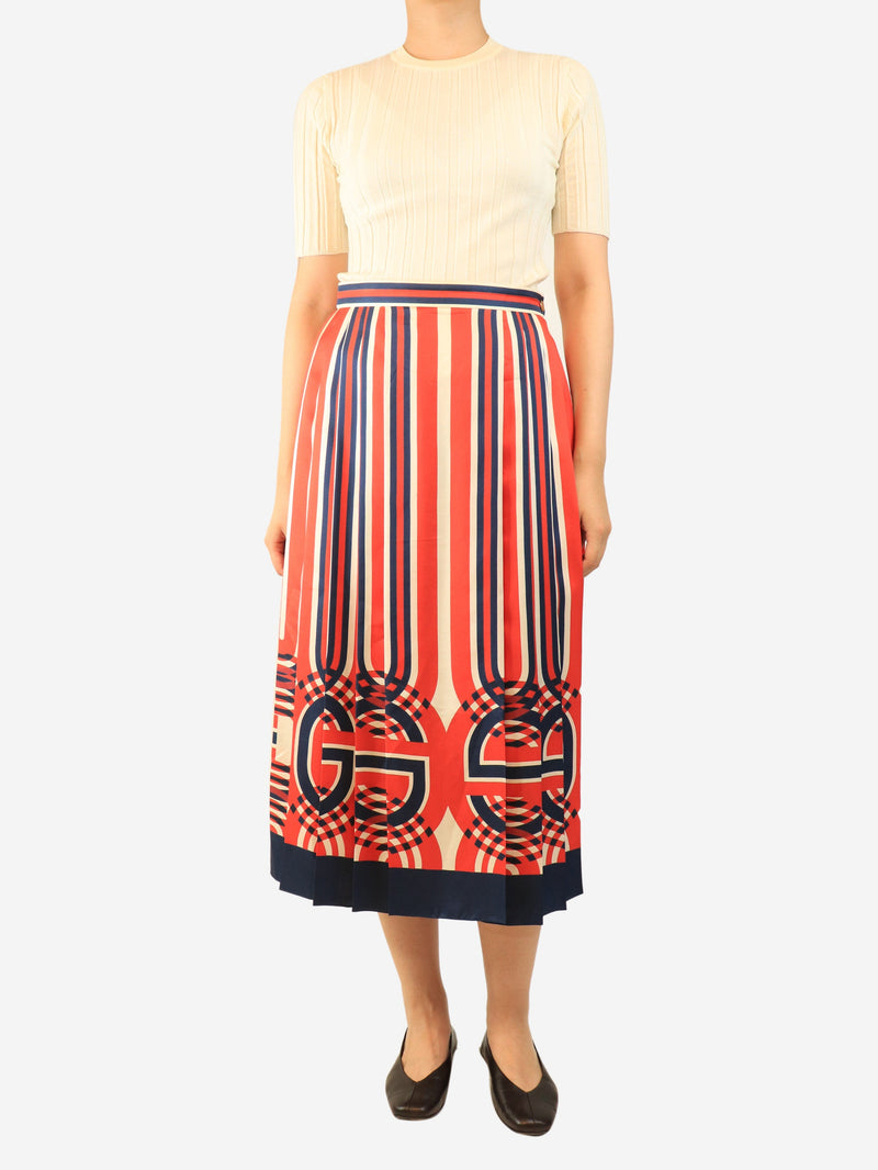 Red and beige striped midi skirt - size UK 10 Skirts Gucci 