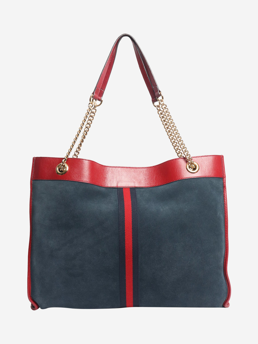 Gucci pre-owned blue Rajah suede tote bag | Sign of the Times