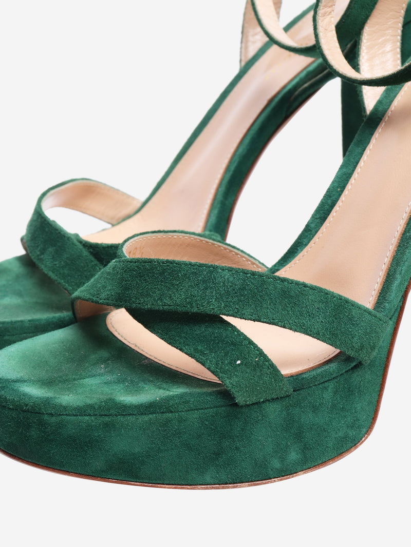 Green suede platform sandals - size EU 38.5 Heels Gianvito Rossi 
