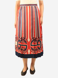 Red and beige striped midi skirt - size UK 10 Skirts Gucci 