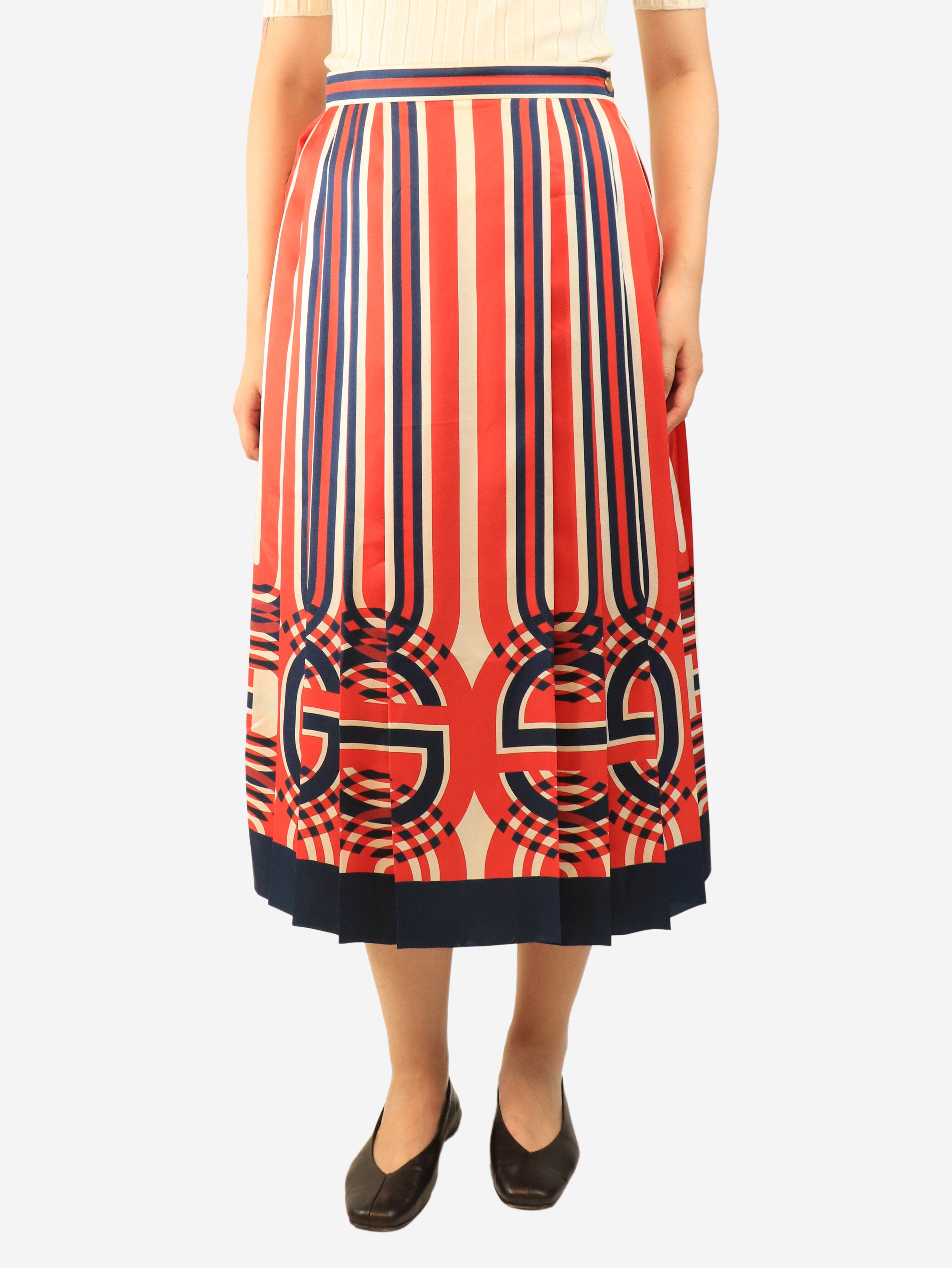 Red and beige striped midi skirt - size UK 10 Skirts Gucci 