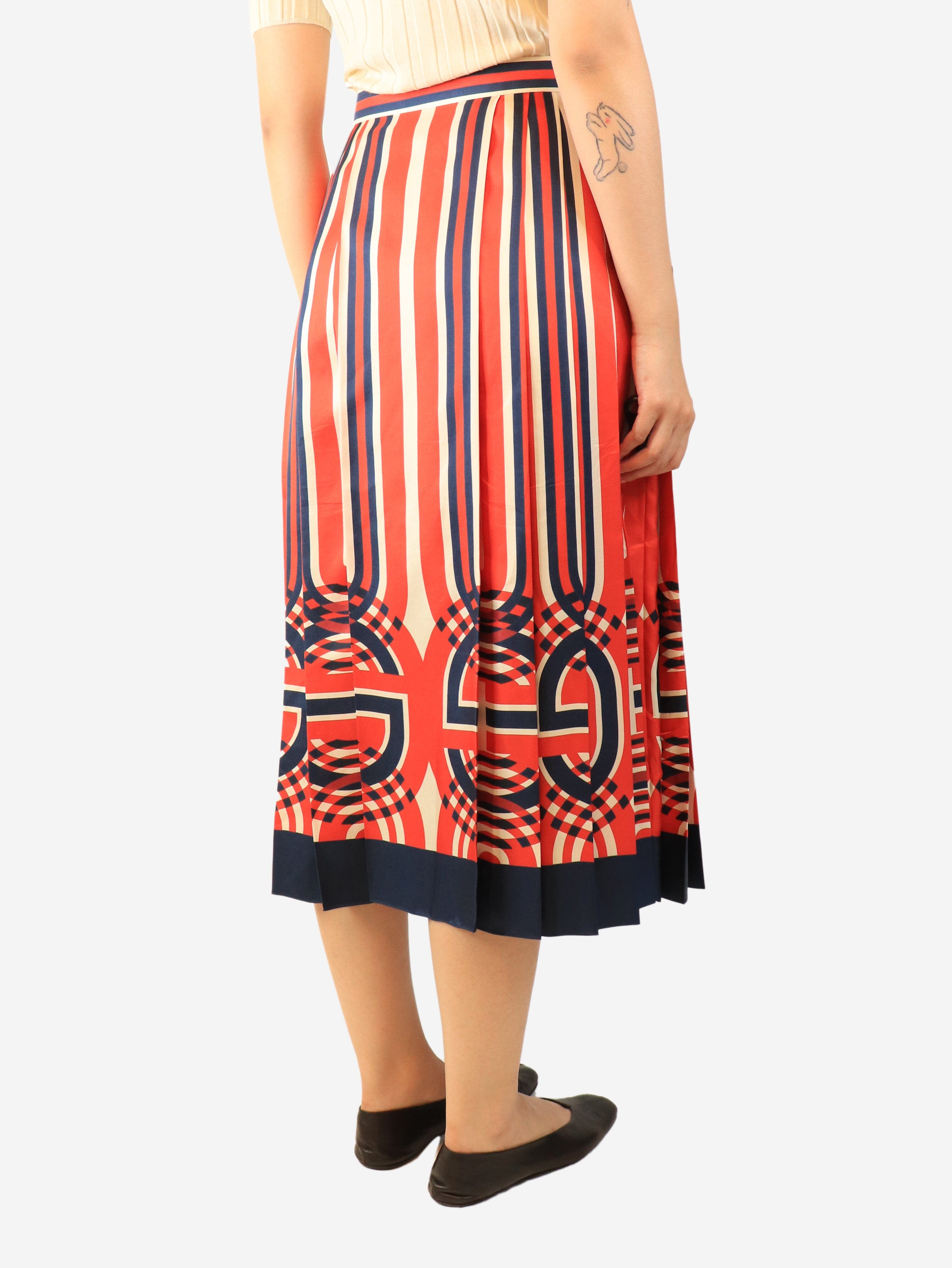 Red and beige striped midi skirt - size UK 10 Skirts Gucci 