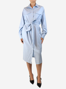Eleventy Light blue belted midi shirt dress - size UK 10