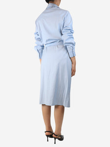 Eleventy Light blue belted midi shirt dress - size UK 10