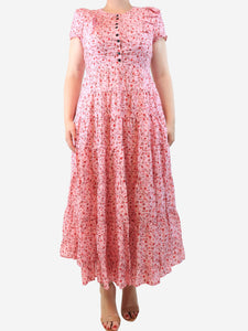 Cefinn Pink tiered floral maxi dress - size UK 14